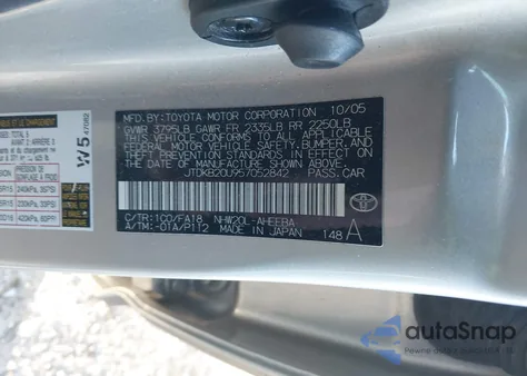 2005 Toyota Prius from USA, damaged, VIN JTDKB20U957052842